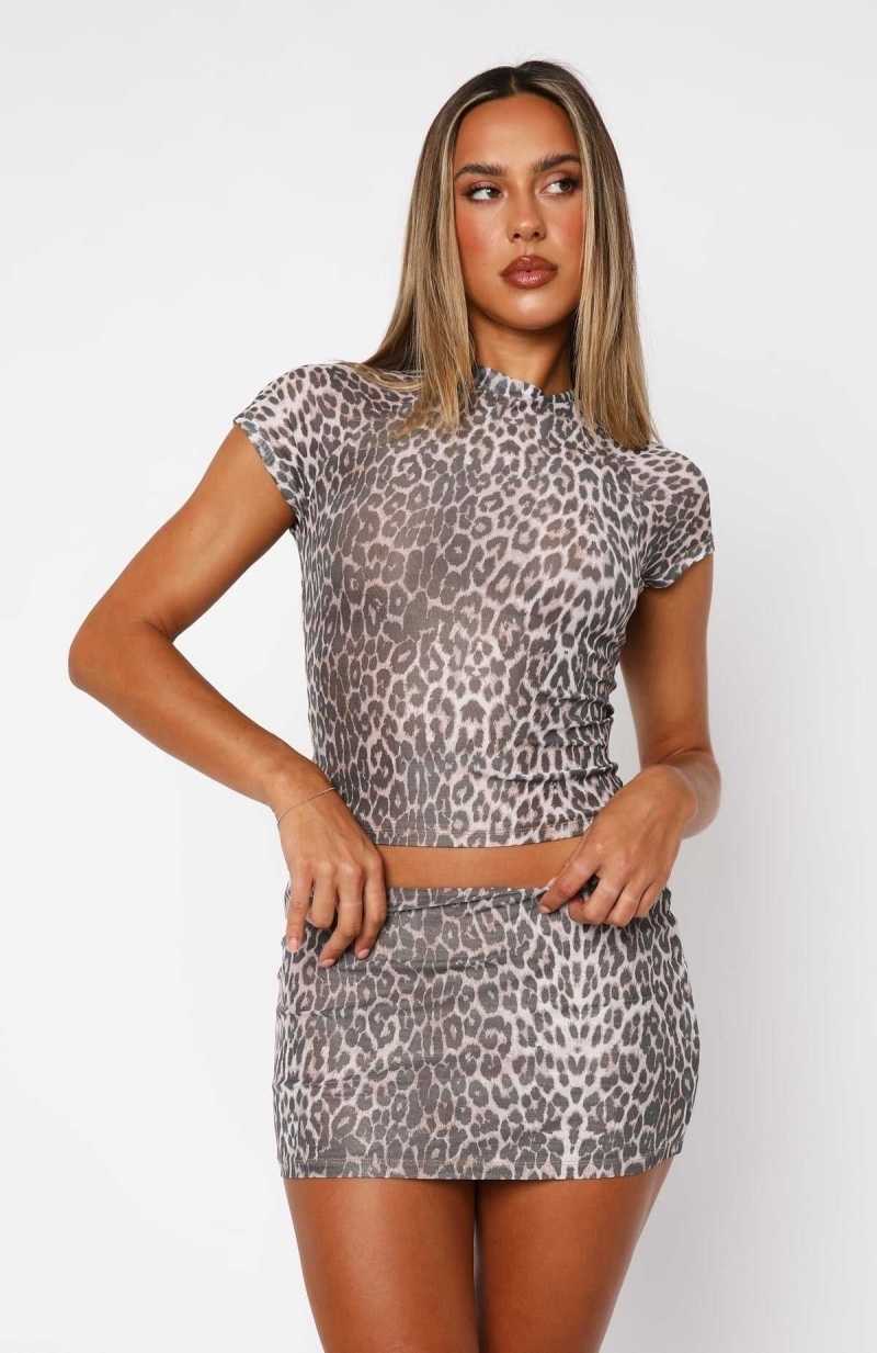 White Fox Clean Girl Top Leopard | BMNUHC-673