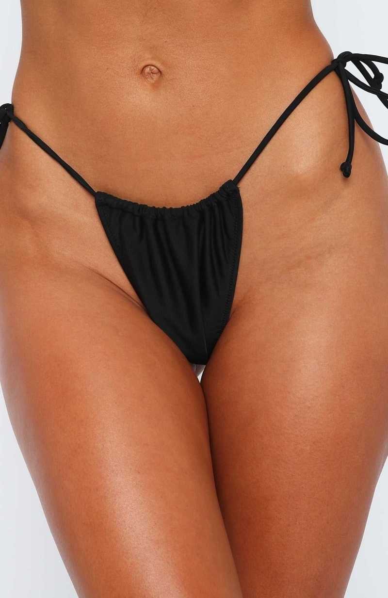 White Fox Community Guidelines Bikini Bottoms Black | VIGMWH-807