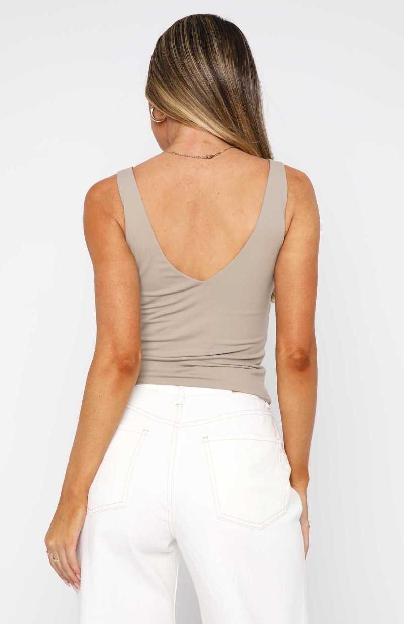 White Fox Consider This V Neck Tank Smoke | CIFEON-063