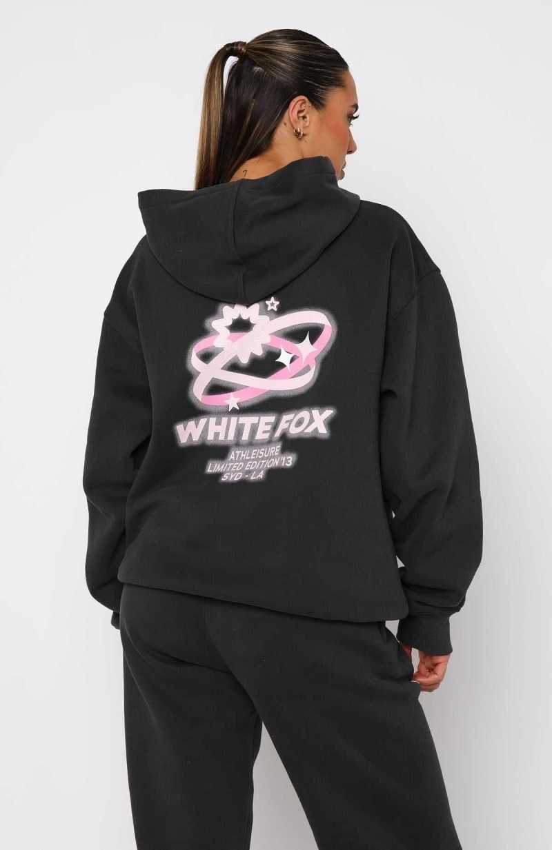 White Fox Creating Art Oversized Hoodie Charcoal | SDQAEZ-279