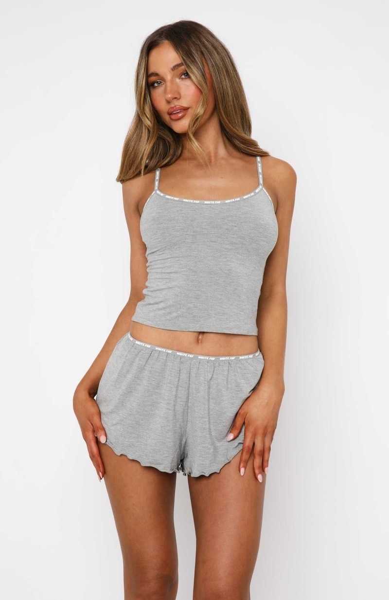 White Fox Cuddle Me Pyjama Tank Grey | BSHXEJ-058