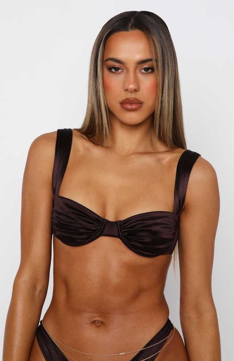 White Fox Dani Bikini Top Chocolate | CXKSOZ-754