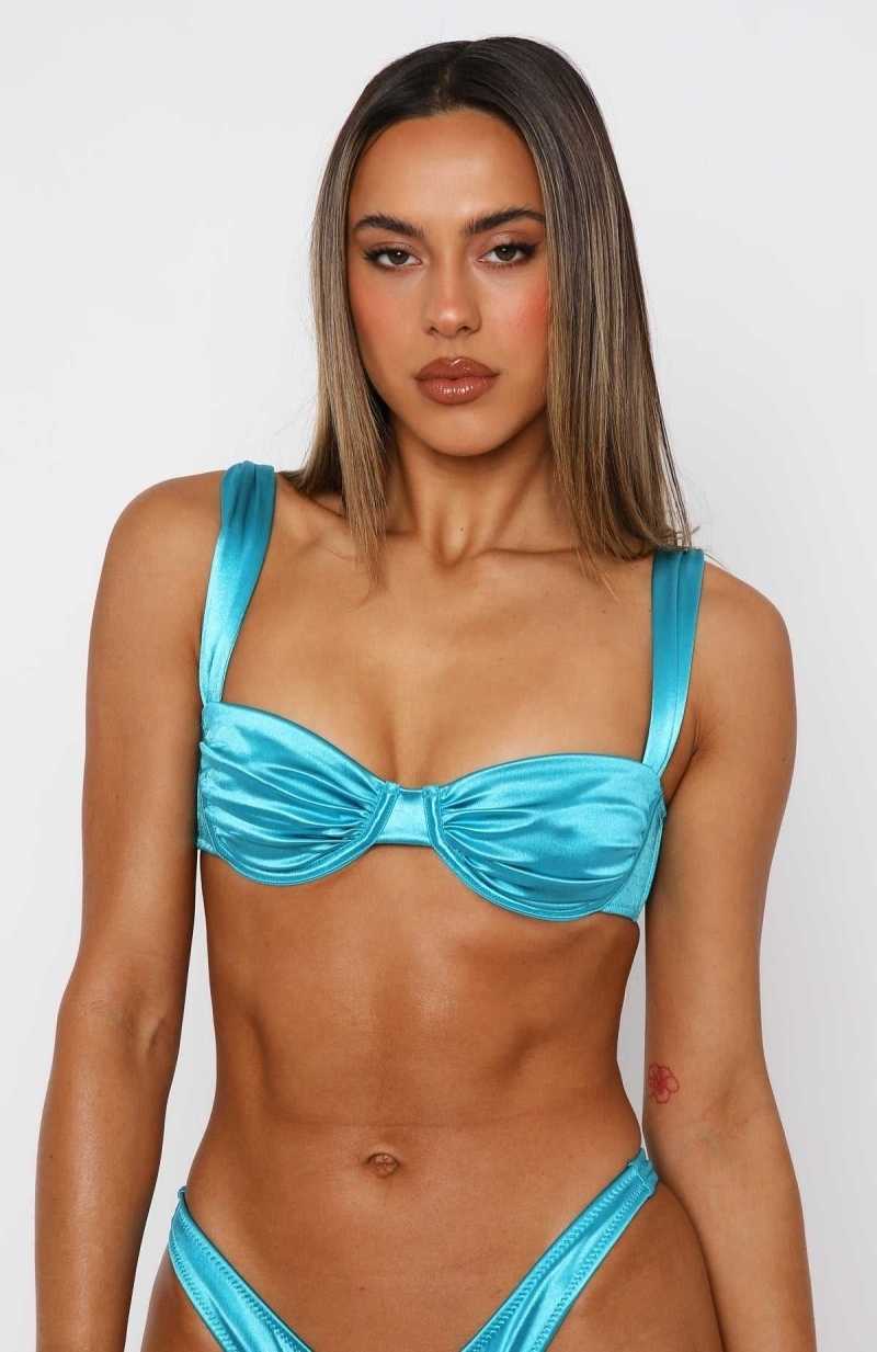 White Fox Dani Bikini Top Turquoise | URIVPS-726