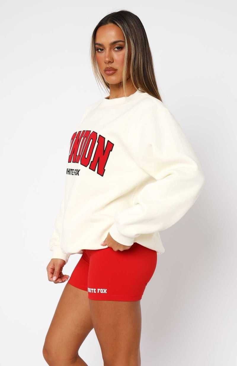 White Fox Decade Classics All Time Oversized Sweater Cream | UXMONW-716