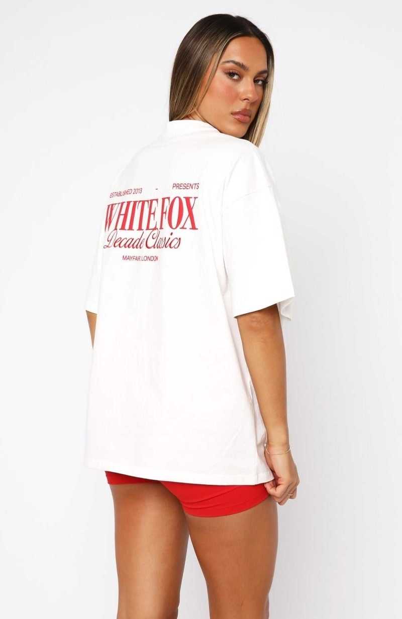 White Fox Decade Classics Essential Oversized Tee White | AMVEZD-596