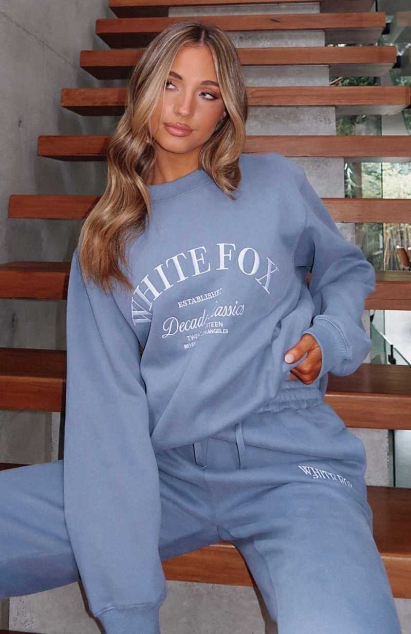 White Fox Decade Classics Essential Oversized Sweater Ocean | RGIMSF-564