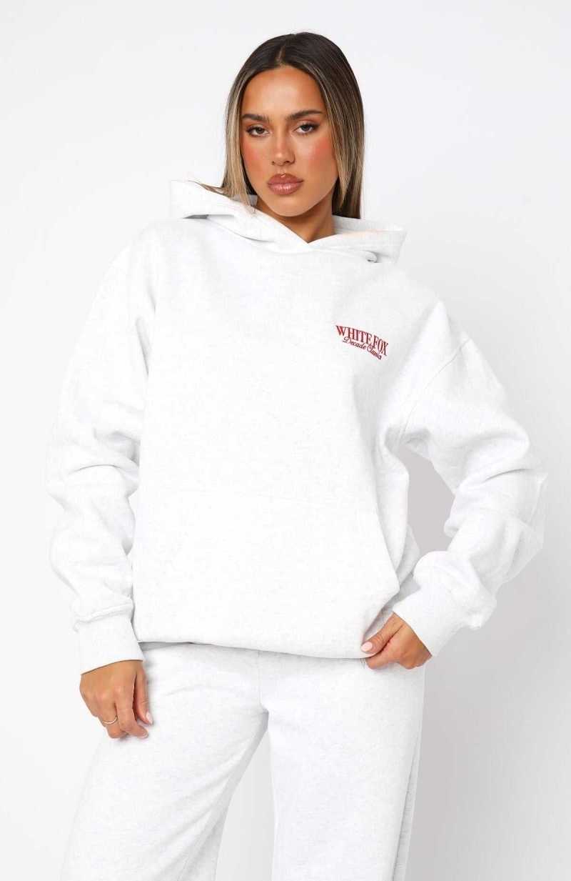 White Fox Decade Classics Essential Oversized Hoodie Grey Marle | CJFOWD-948