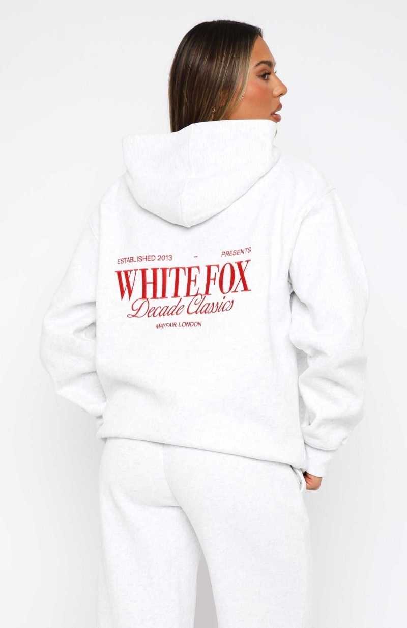 White Fox Decade Classics Essential Oversized Hoodie Grey Marle | CJFOWD-948