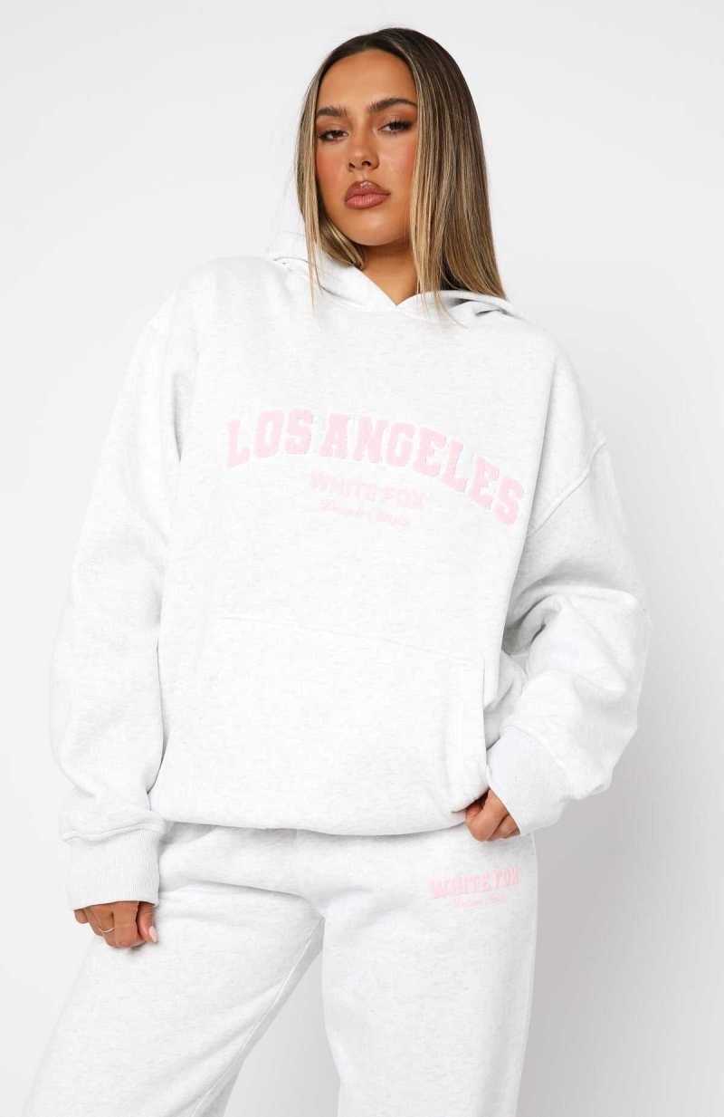 White Fox Decade Classics Global Oversized Hoodie Grey Marle | FVWKHY-958