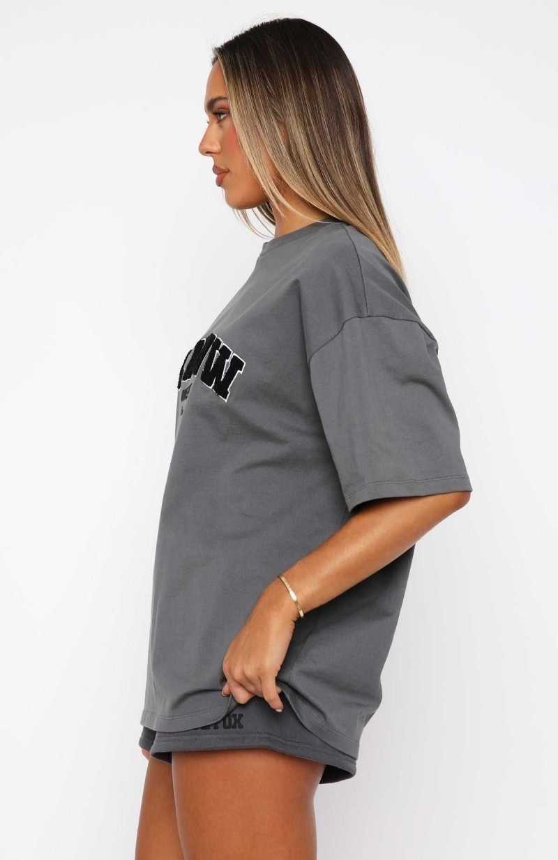 White Fox Decade Classics Global Oversized Tee Volcanic | ZEKAFB-862