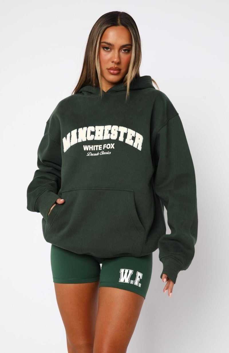 White Fox Decade Classics Global Oversized Hoodie Forest Green | CDIBMQ-736