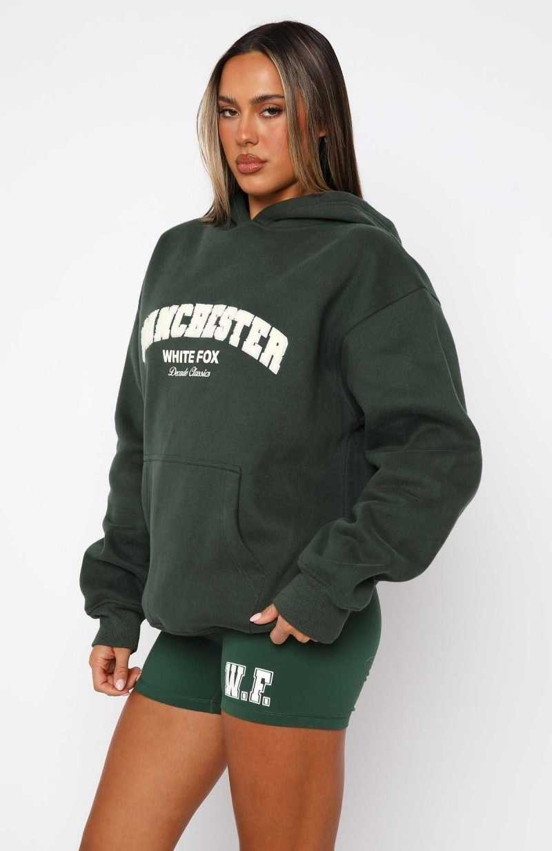 White Fox Decade Classics Global Oversized Hoodie Forest Green | CDIBMQ-736