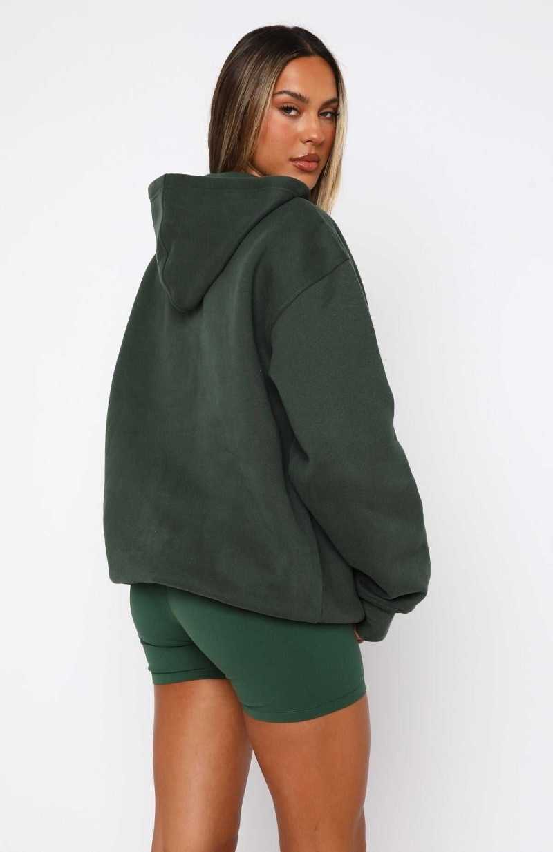 White Fox Decade Classics Global Oversized Hoodie Forest Green | CDIBMQ-736