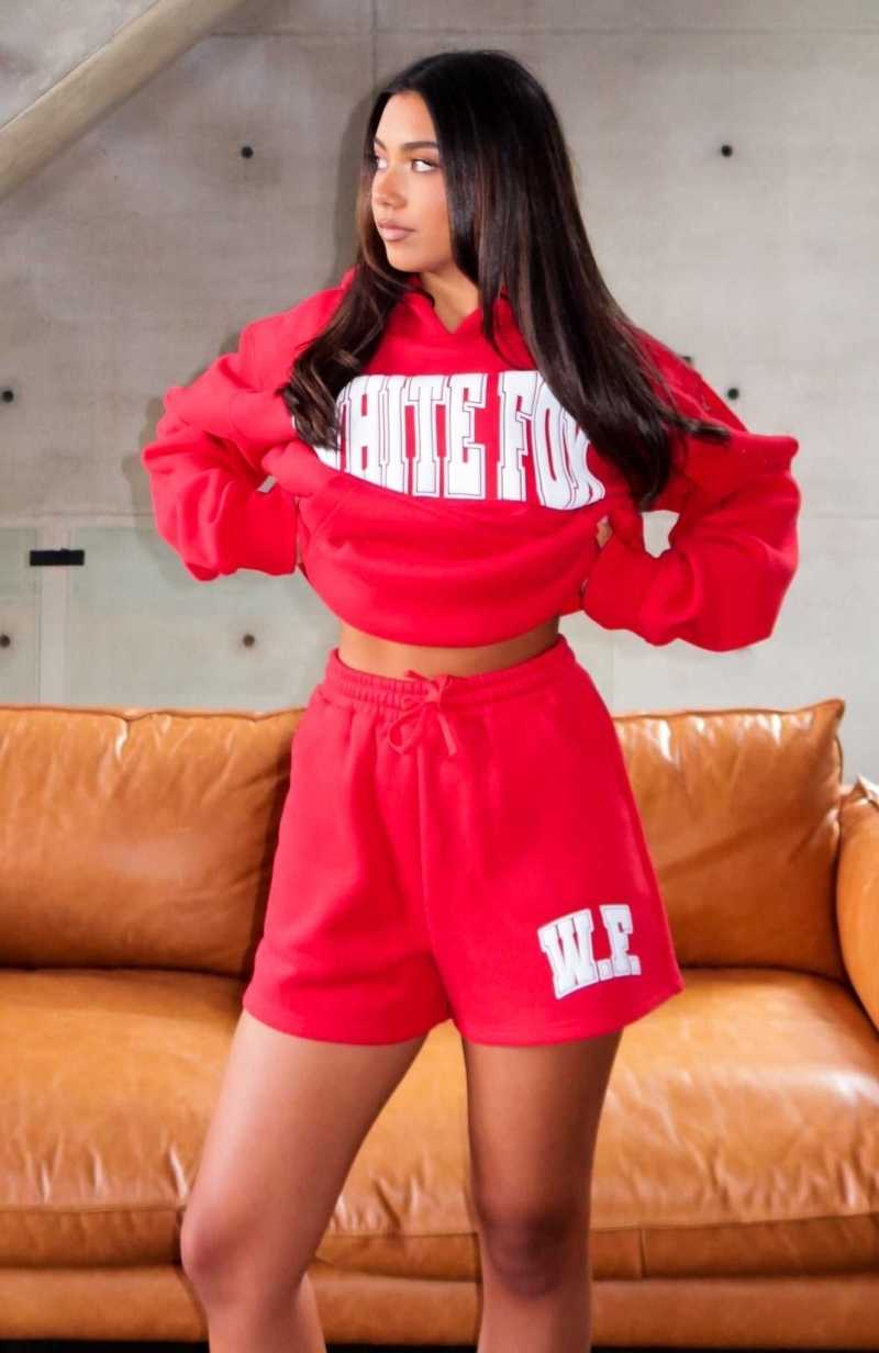 White Fox Decade Classics Varsity Lounge Shorts Red | VKAMHT-453