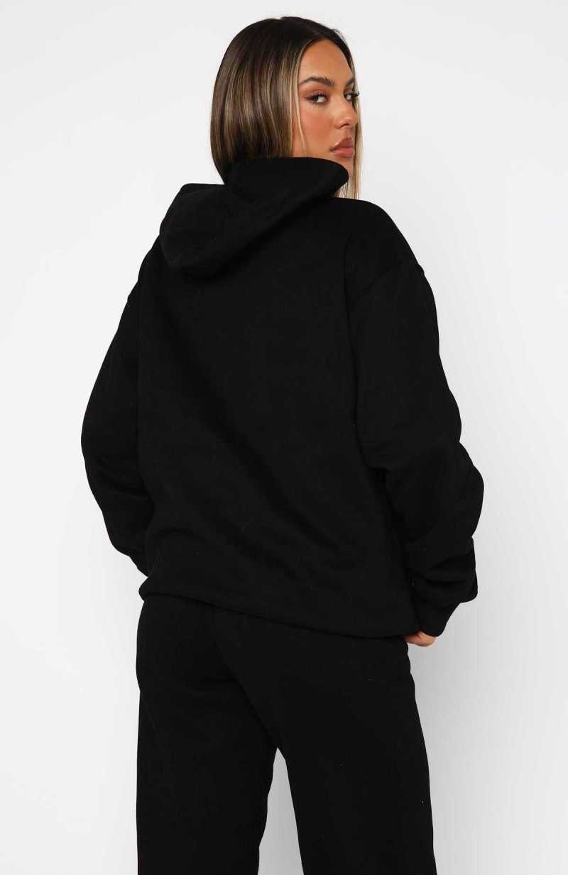 White Fox Decade Classics Varsity Oversized Hoodie Black | IXCLVH-543