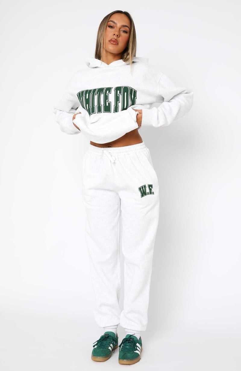 White Fox Decade Classics Varsity Sweatpants Grey Marle | WDPYJL-458