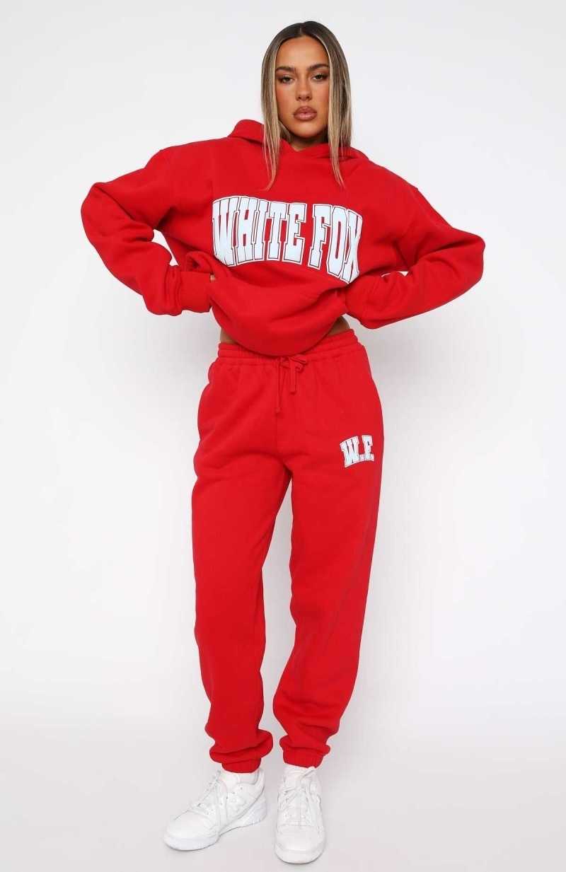 White Fox Decade Classics Varsity Sweatpants Red | ORBYXU-206