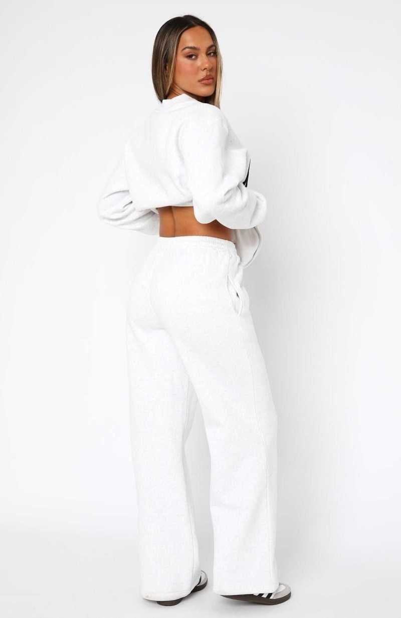 White Fox Decade Classics Wide Leg Sweatpants Grey Marle | WHKFXQ-584