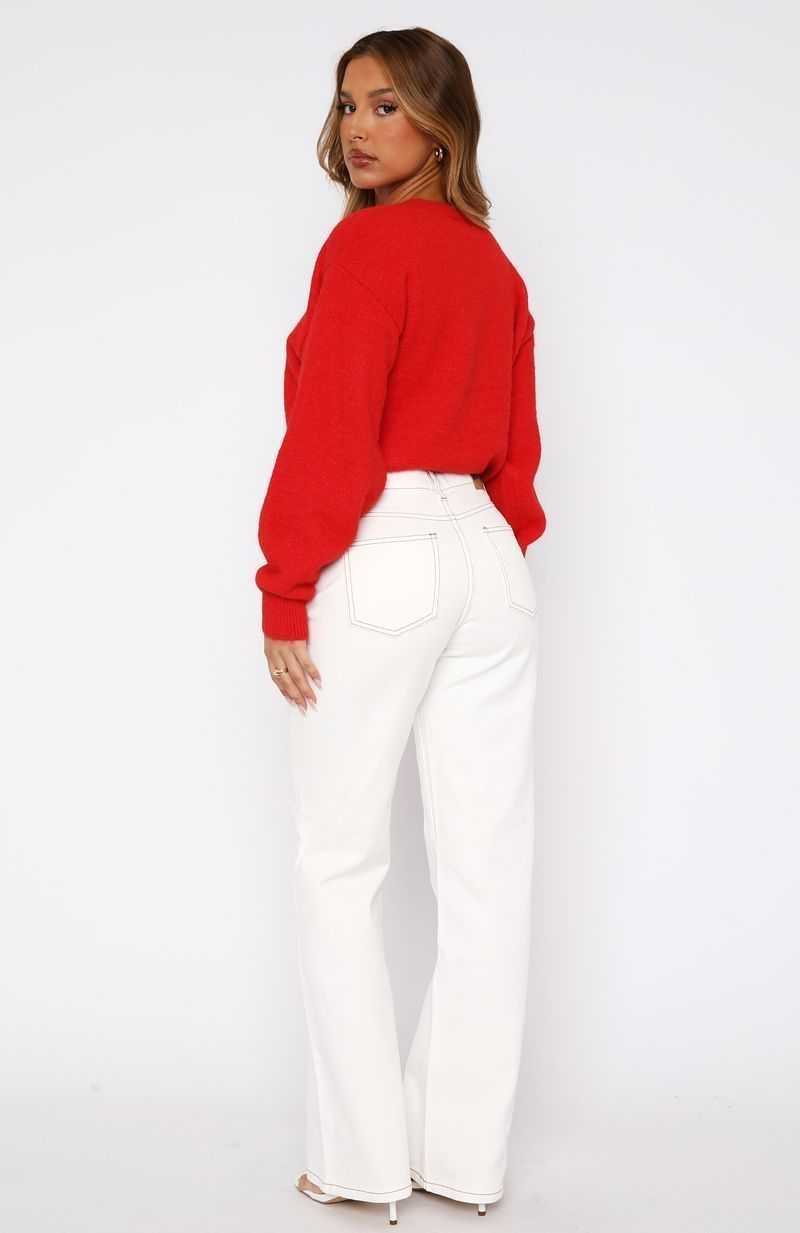 White Fox Desire Mid Rise Straight Leg Jeans Off White | VHRIYO-931