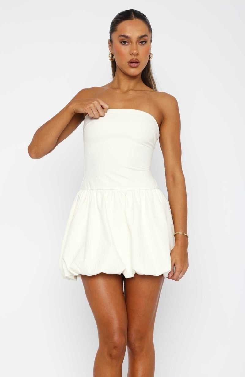 White Fox Diamond Dust Mini Dress Cream | POTWZS-260