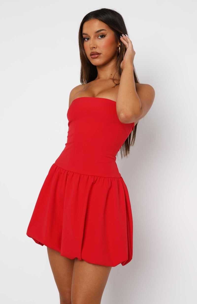 White Fox Diamond Dust Mini Dress Red | BWFOXL-025