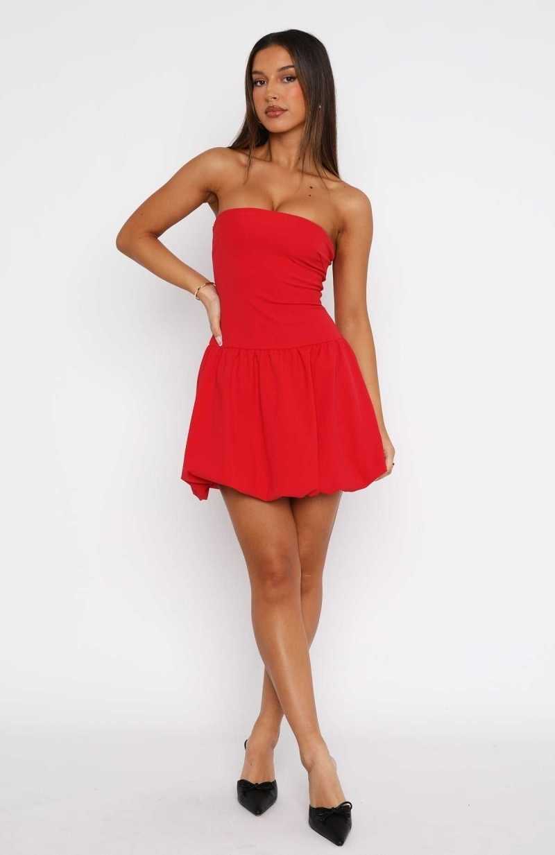 White Fox Diamond Dust Mini Dress Red | BWFOXL-025