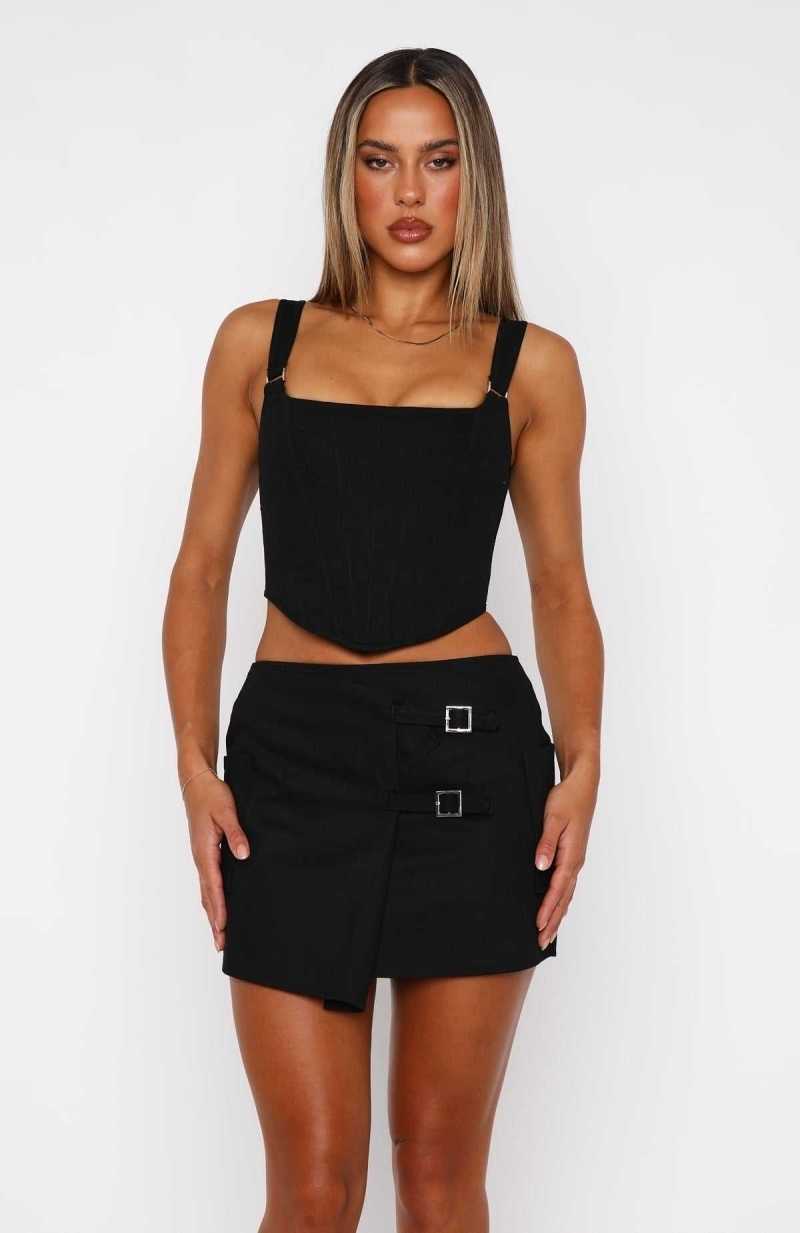 White Fox Dime Piece Mini Skirt Black | FZBKHA-134