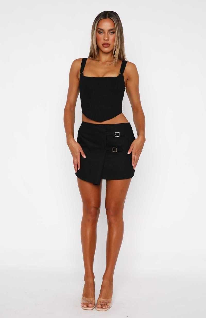 White Fox Dime Piece Mini Skirt Black | FZBKHA-134