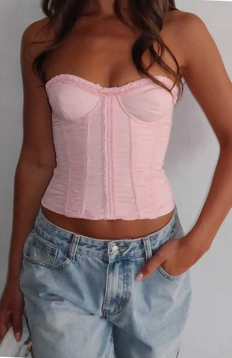 White Fox Don't Judge Me Strapless Bustier Baby Pink | IFXWKL-896