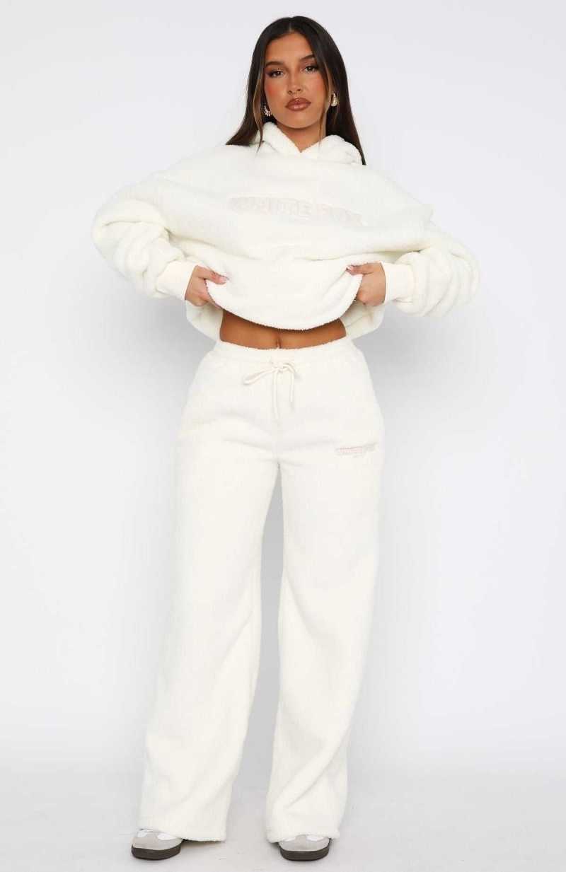 White Fox Don't Lose Me Wide Leg Sweatpants Off White | BAMWRJ-927