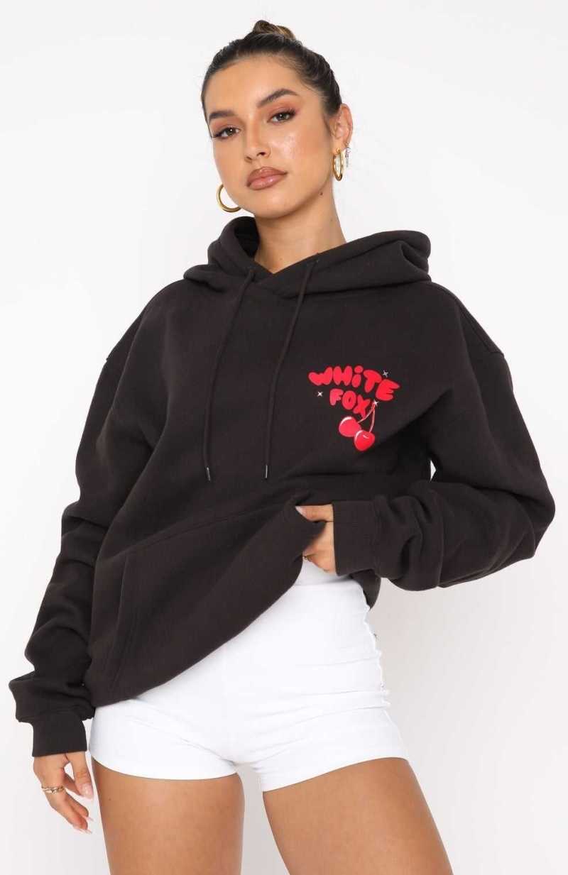 White Fox Don't Waste Time Hoodie Charcoal | CIDSJM-362