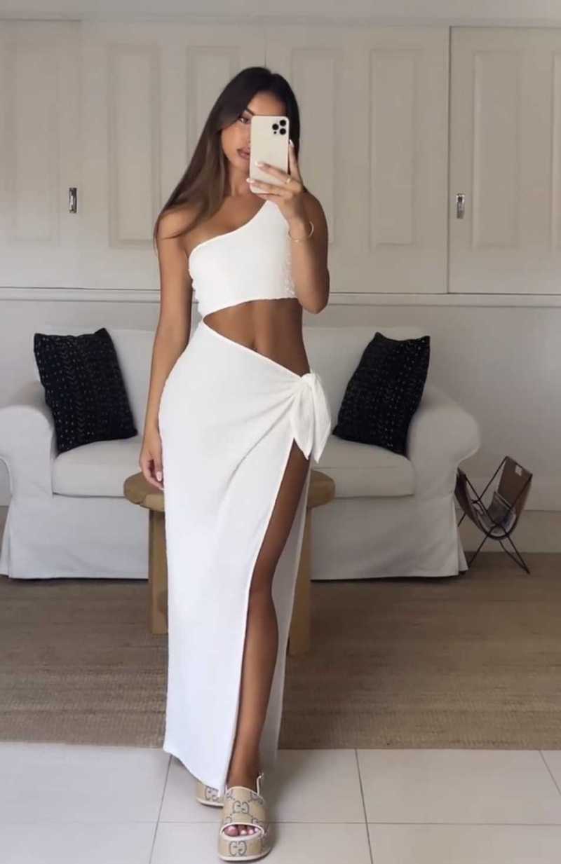 White Fox Dream Girl Maxi Dress White | DMJSWR-715