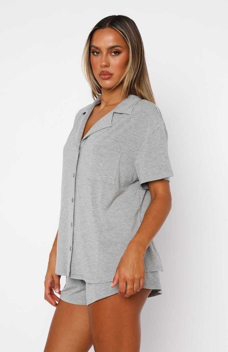 White Fox Dreamscape Pyjama Set Grey Marle | VBWGHN-974