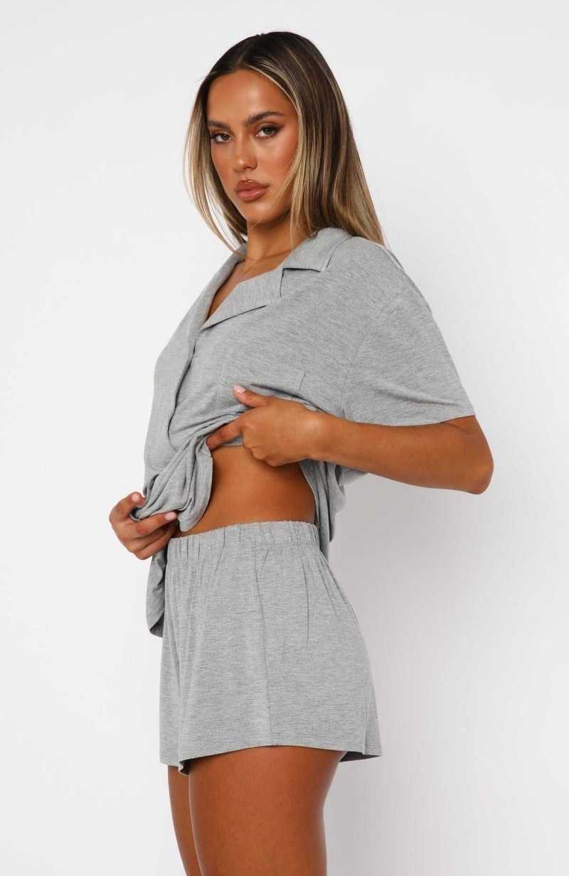 White Fox Dreamscape Pyjama Set Grey Marle | VBWGHN-974