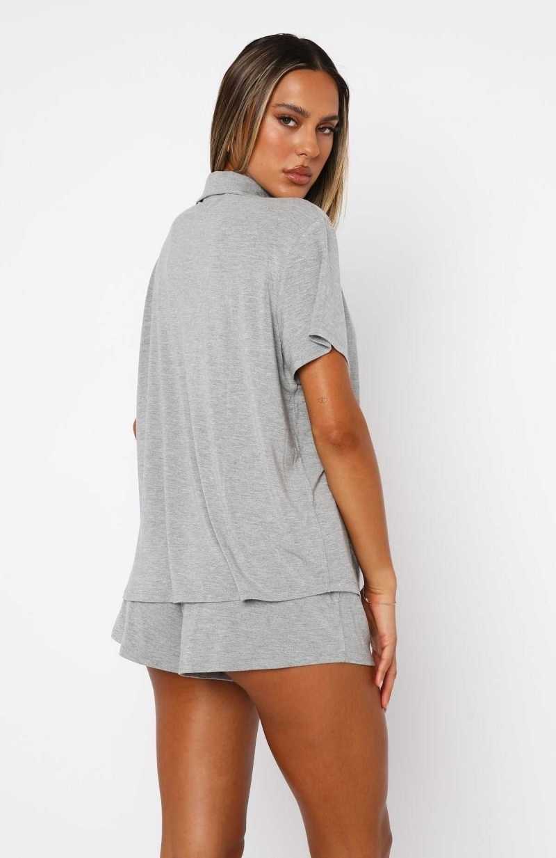 White Fox Dreamscape Pyjama Set Grey Marle | VBWGHN-974