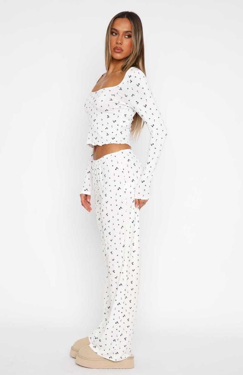 White Fox Dreamy Pyjama Pants Ditsy Blues | SMZXPO-769