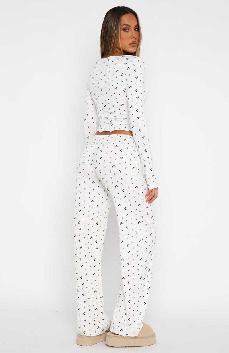 White Fox Dreamy Pyjama Pants Ditsy Blues | SMZXPO-769