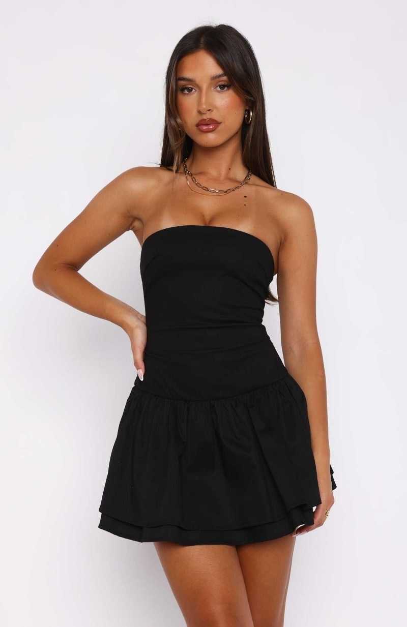 White Fox Early Hours Mini Dress Black | OYPHAS-078