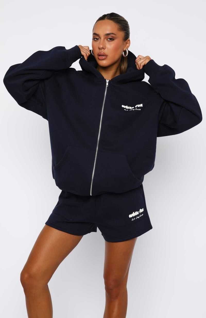 White Fox Era 8 Zip Front Hoodie Nautical | XZSFJC-361