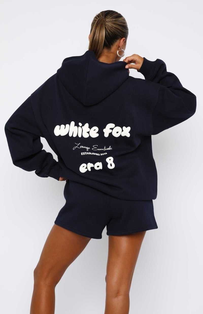 White Fox Era 8 Zip Front Hoodie Nautical | XZSFJC-361