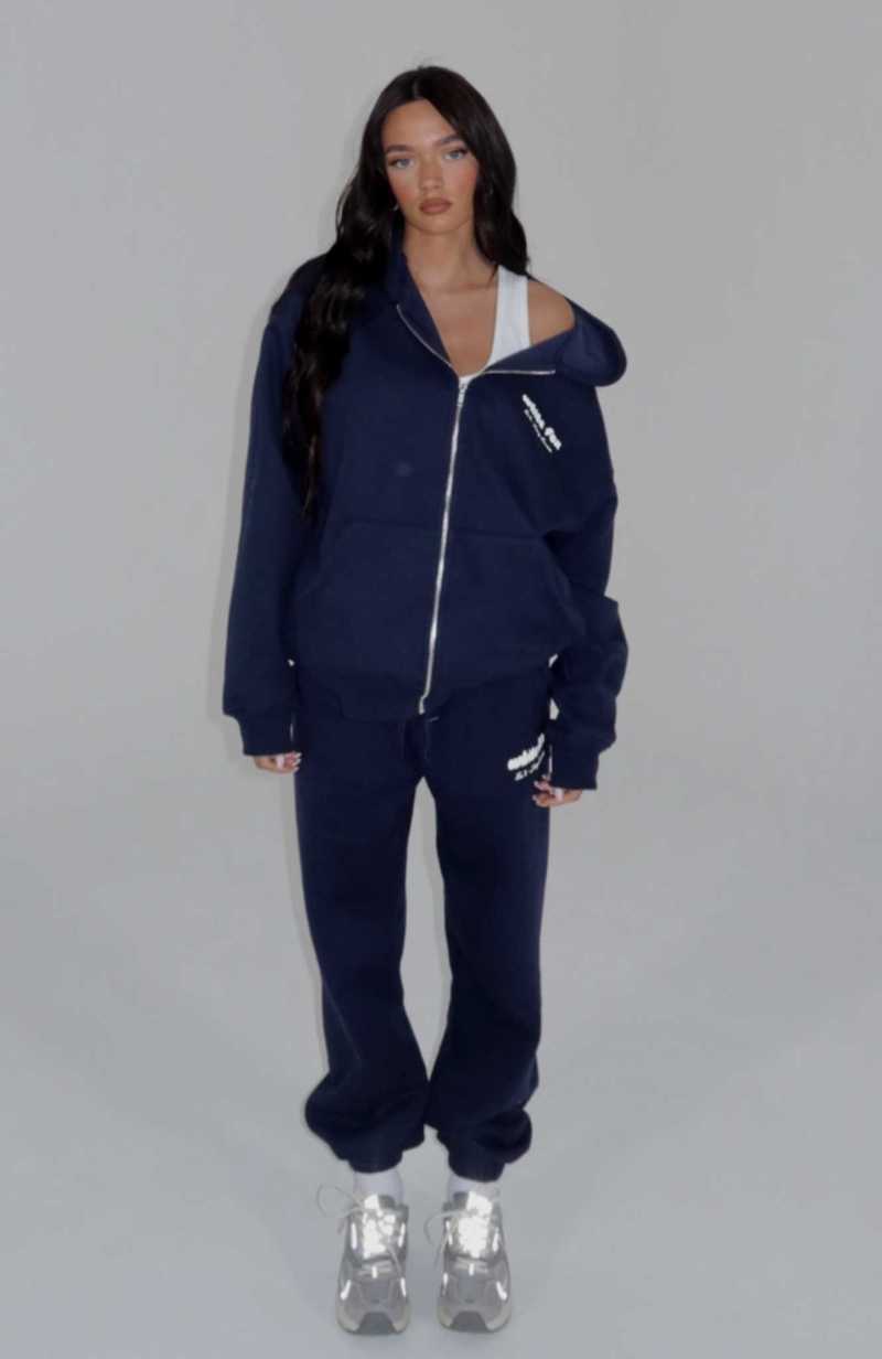 White Fox Era 8 Zip Front Hoodie Nautical | XZSFJC-361