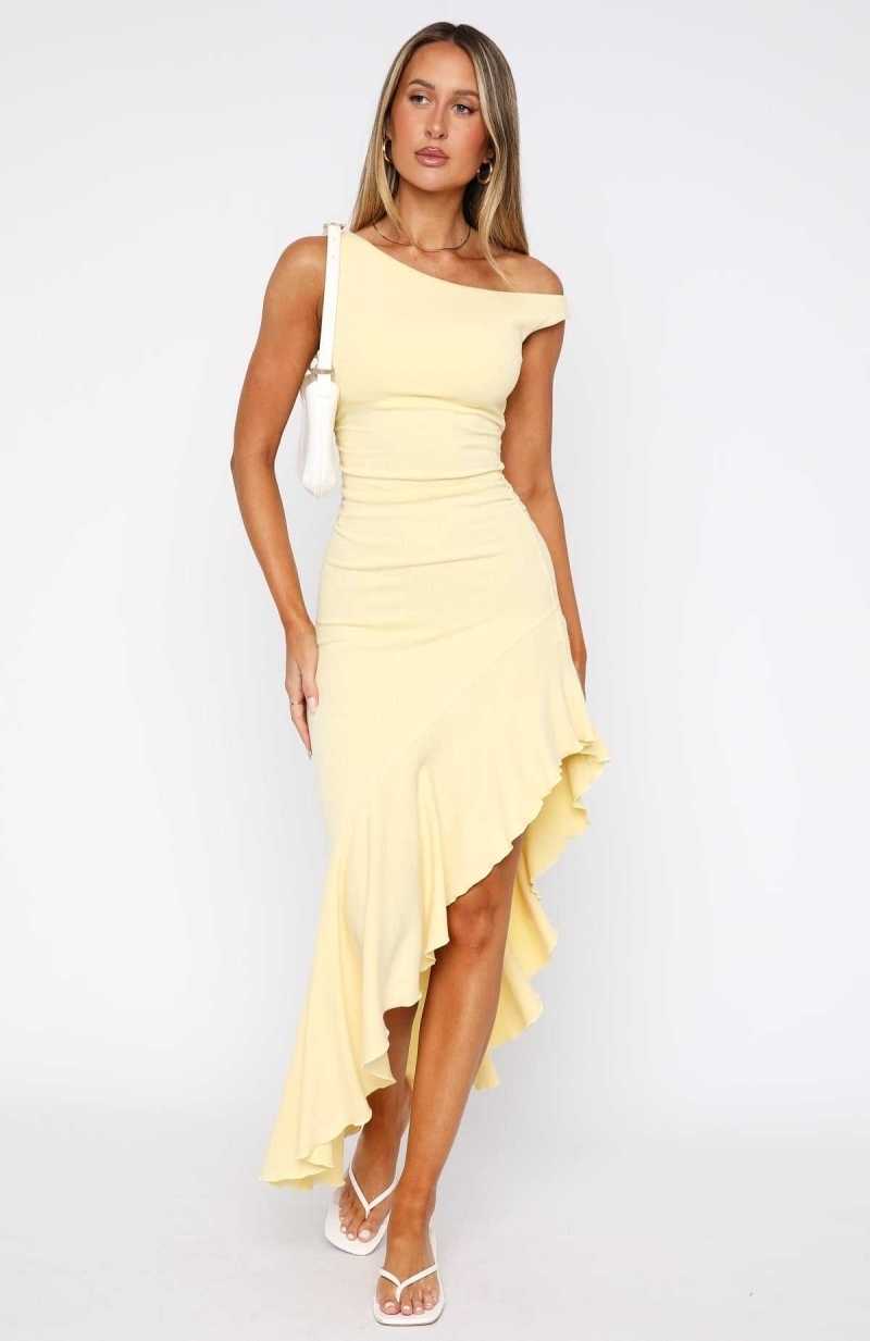 White Fox Everybody Loves It Maxi Dress Lemon | ZVXODW-054