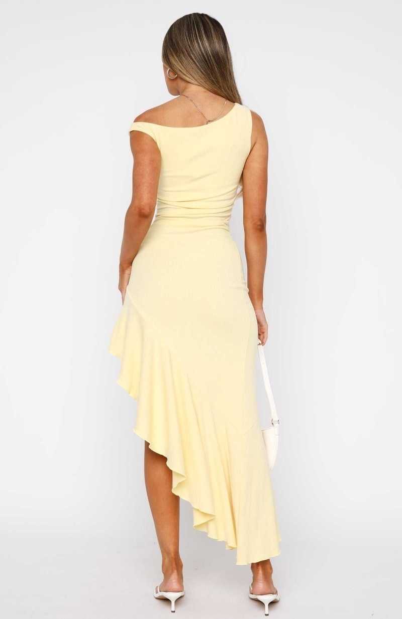 White Fox Everybody Loves It Maxi Dress Lemon | ZVXODW-054