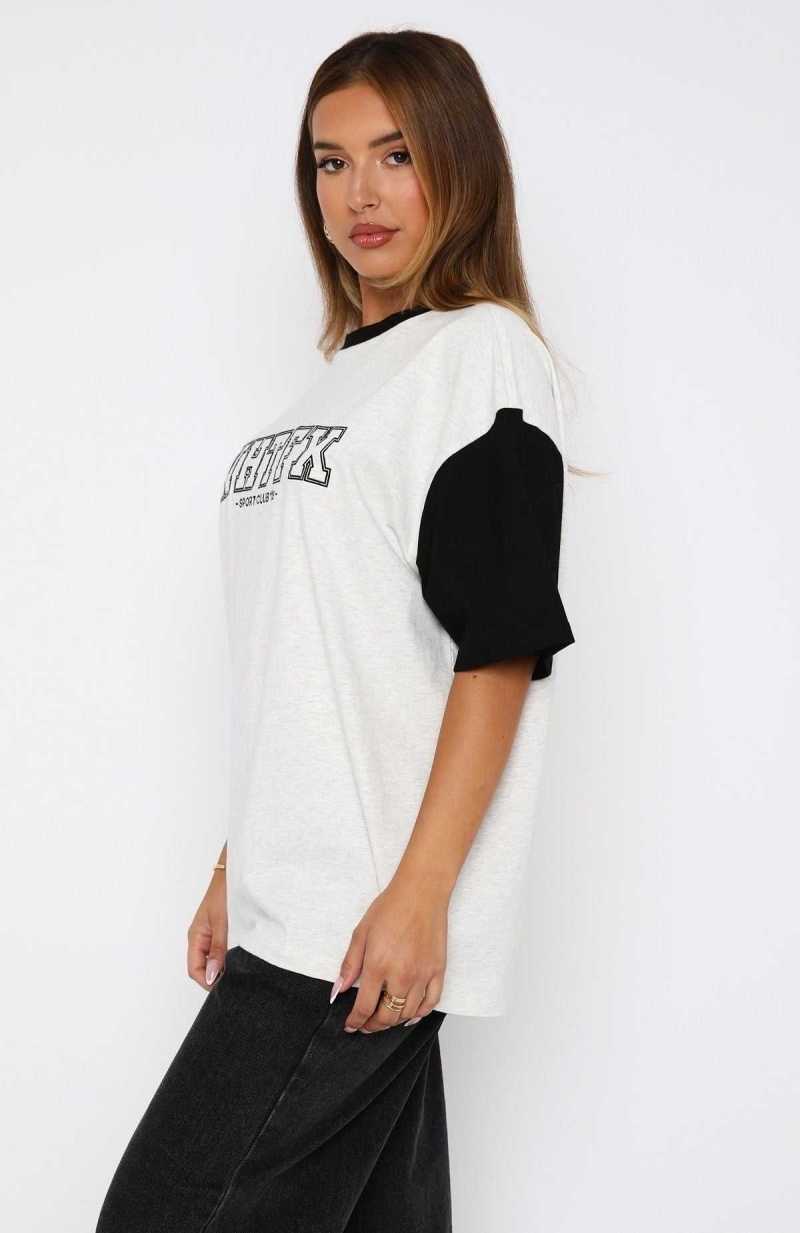 White Fox Fearlessly Flying Oversized Tee Grey Marle | AUTMCP-382