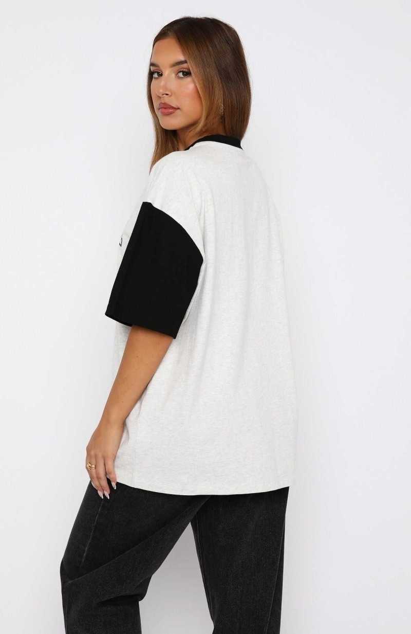 White Fox Fearlessly Flying Oversized Tee Grey Marle | AUTMCP-382