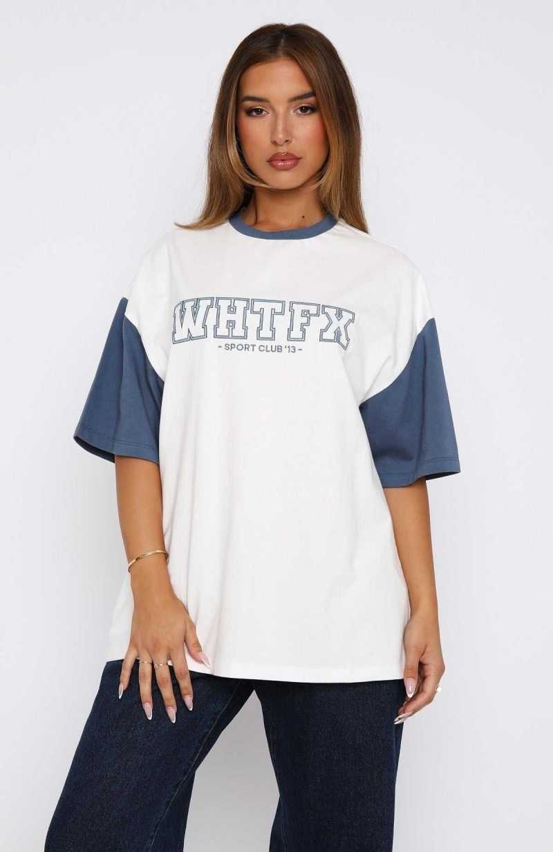 White Fox Fearlessly Flying Oversized Tee White | ZXVUQR-367