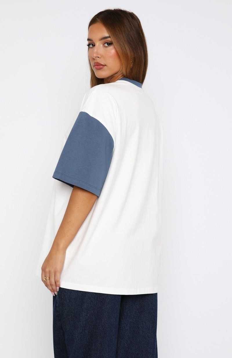 White Fox Fearlessly Flying Oversized Tee White | ZXVUQR-367