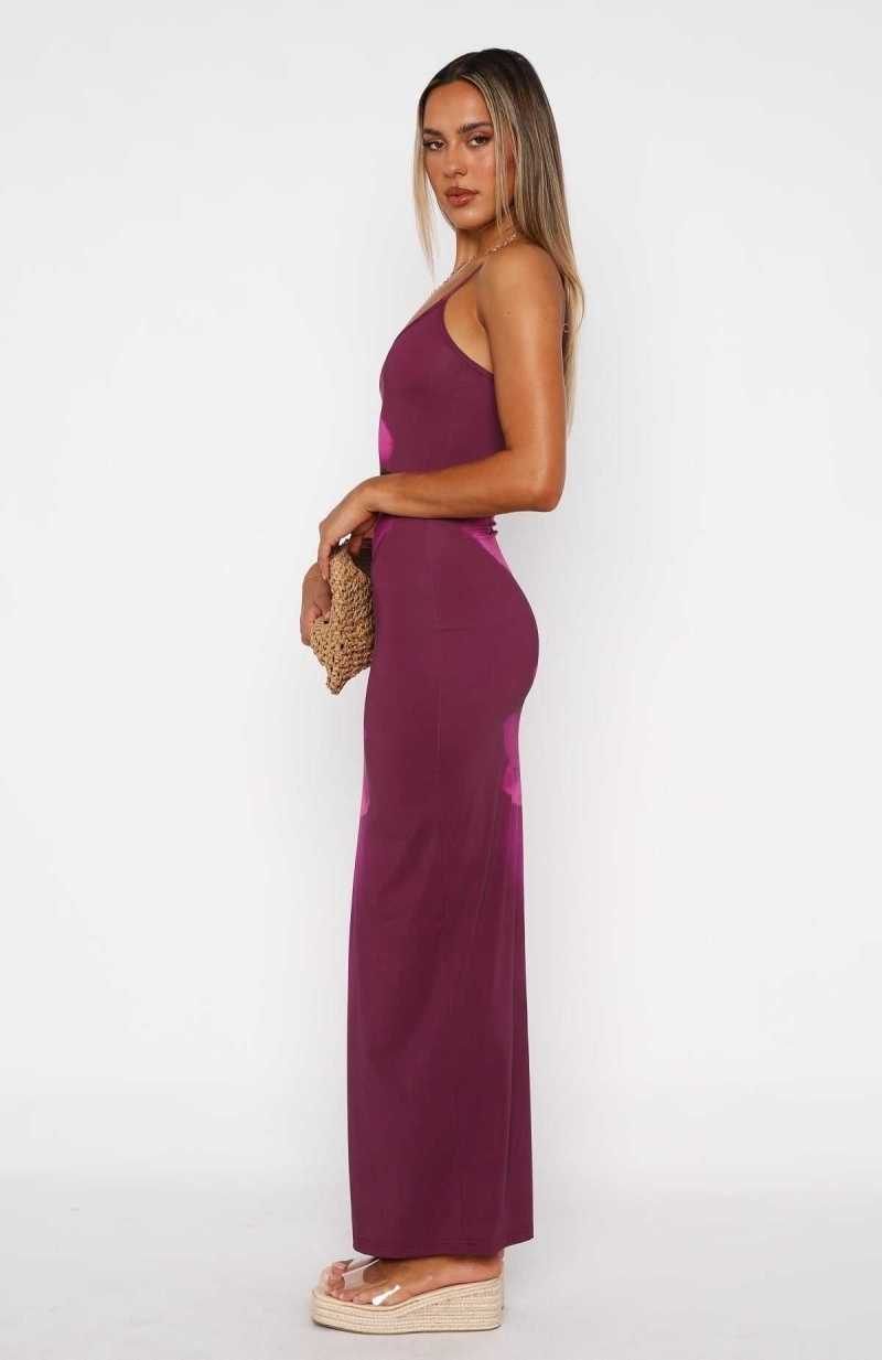 White Fox Feeling The Heat Maxi Dress Berry Lush | YUQSHD-793