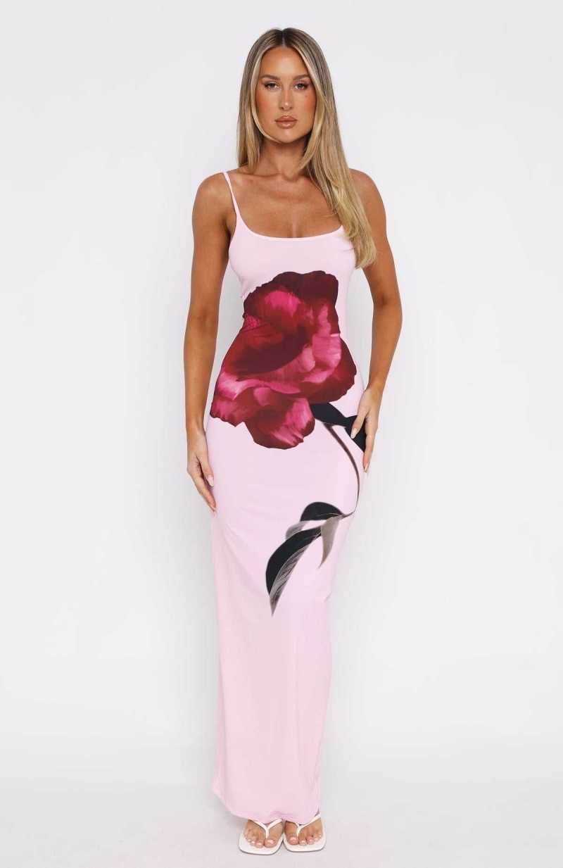 White Fox Feeling The Heat Maxi Dress Dusty Rose | UWISQK-721