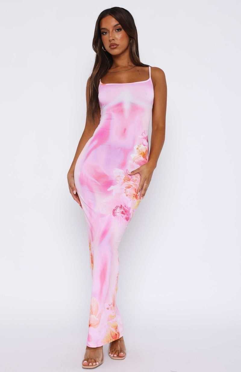 White Fox Feeling The Heat Maxi Dress Pink Sherbet | BWJGCE-391